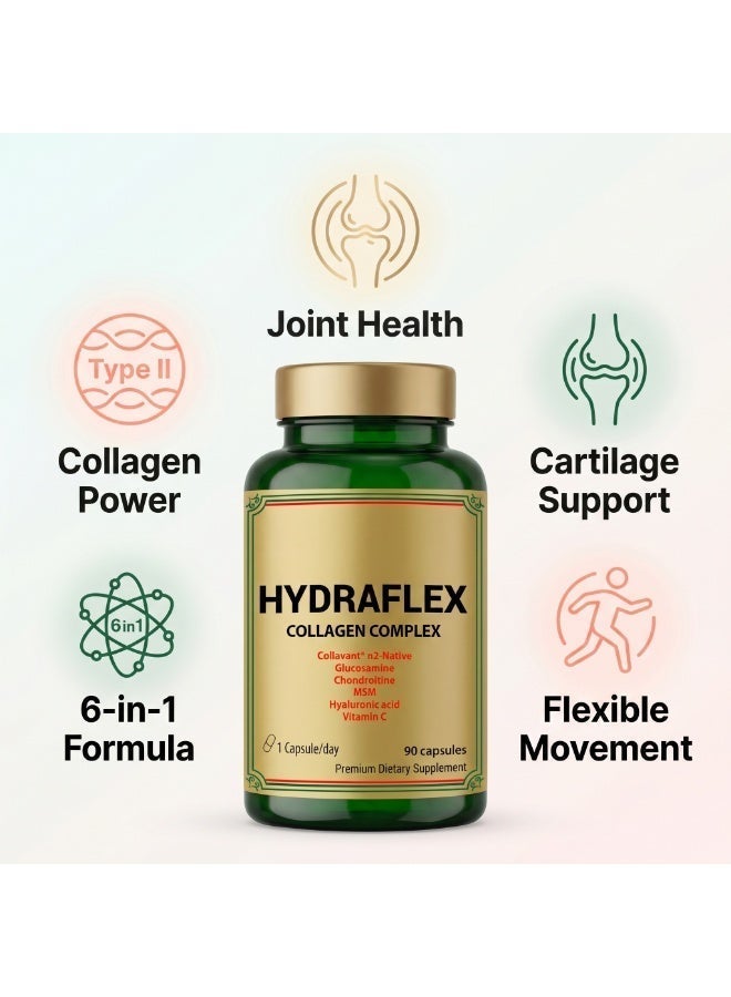 Cosmo Pharm Hydraflex Collagen Complex | Glucosamine, Chondroitin, MSM & Type II Collagen | Supports Joints & Skin | 90 Capsules - Image 3