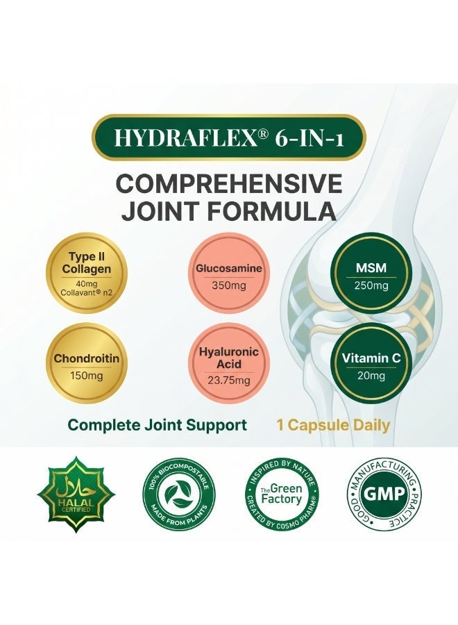 Cosmo Pharm Hydraflex Collagen Complex | Glucosamine, Chondroitin, MSM & Type II Collagen | Supports Joints & Skin | 90 Capsules - Image 5