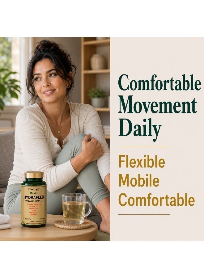 Cosmo Pharm Hydraflex Collagen Complex | Glucosamine, Chondroitin, MSM & Type II Collagen | Supports Joints & Skin | 90 Capsules - Image 4
