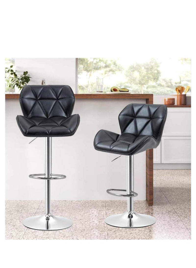 Golden Bar Stool Height Adjustable Bar Chairs 360°Swivel Kitchen Stool sland Chairs Modern Counter High Chairs with Footrest Armless PU Leather Barstools for Kitchen sland Home Office Coffee  - Image 2