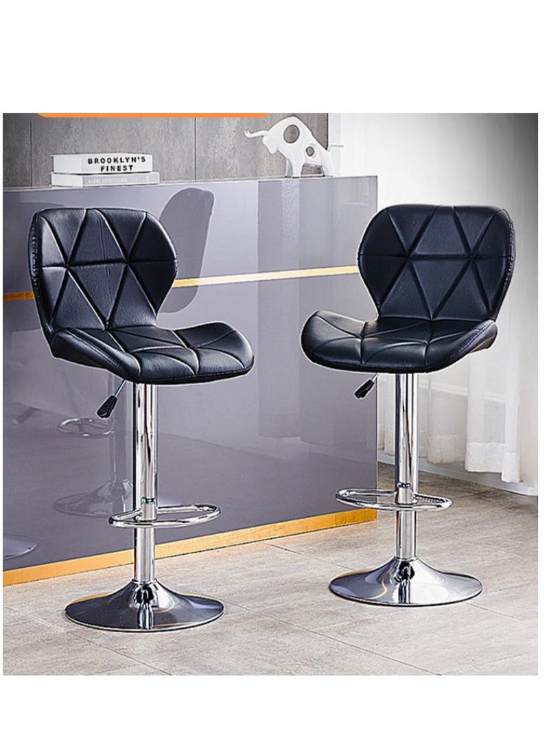 Golden Bar Stool Height Adjustable Bar Chairs 360°Swivel Kitchen Stool sland Chairs Modern Counter High Chairs with Footrest Armless PU Leather Barstools for Kitchen sland Home Office Coffee  - Image 3