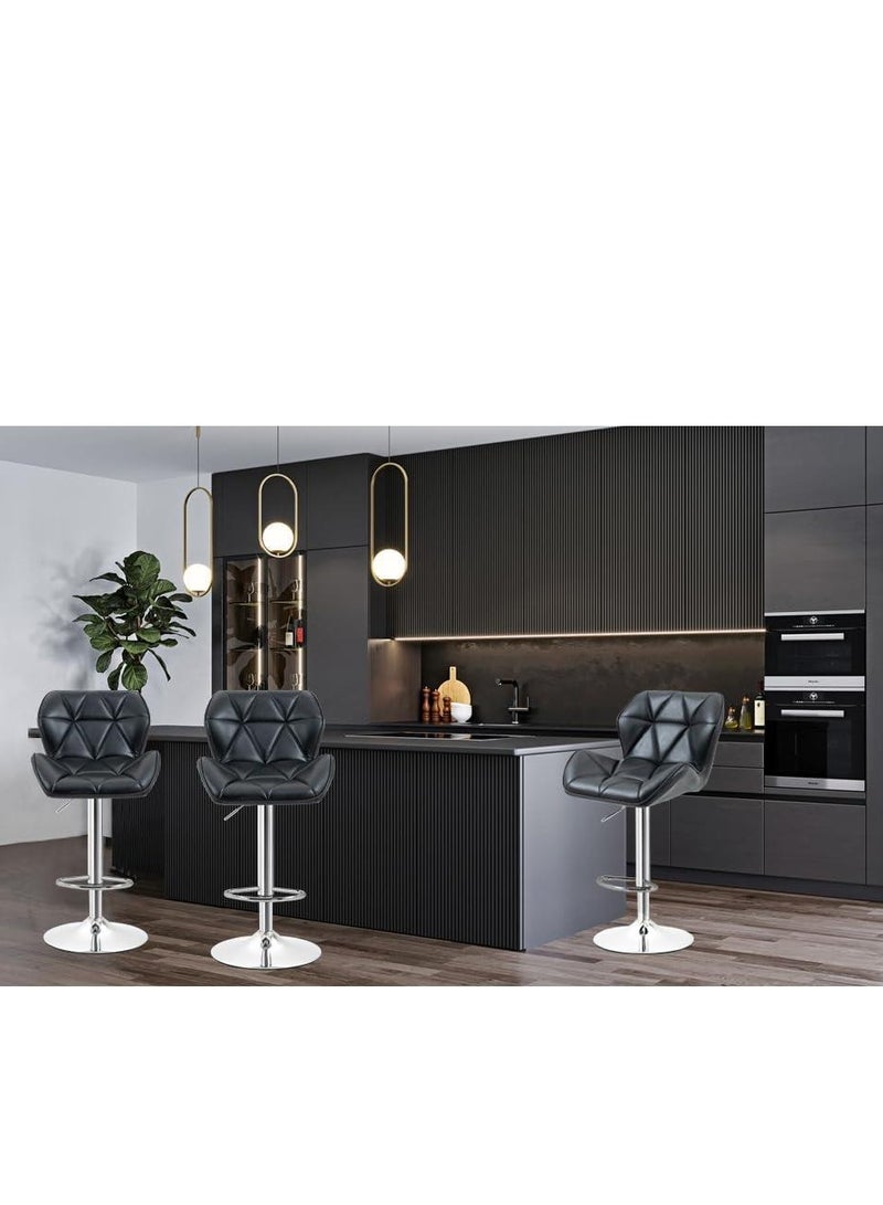 Golden Bar Stool Height Adjustable Bar Chairs 360°Swivel Kitchen Stool sland Chairs Modern Counter High Chairs with Footrest Armless PU Leather Barstools for Kitchen sland Home Office Coffee  - Image 4