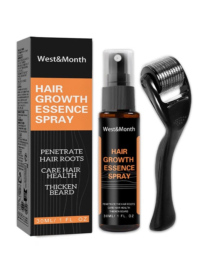 West&Month Hair Growth Essence Spray - Anti-Slip Hair Nourishing Growth Liquid Thickening Hairline Essence Spray With Microne Roller 30ml - Image 2