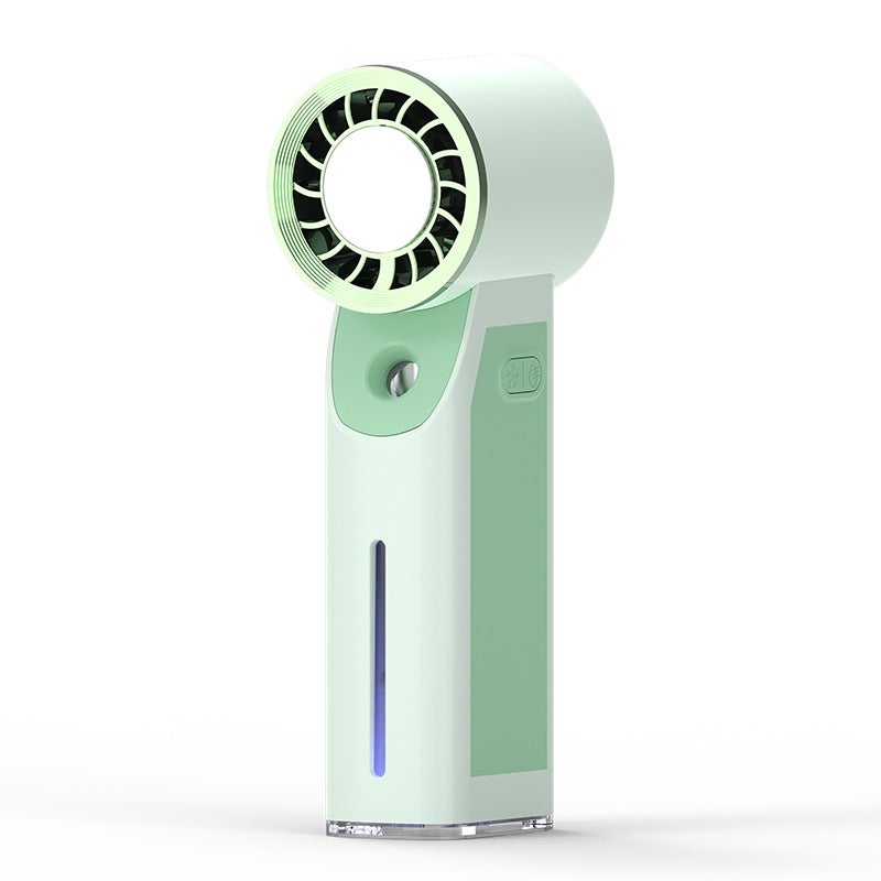 Portable Ice-Cooling Fan with Spray and Night Light - Compact, Rechargeable, and Versatile