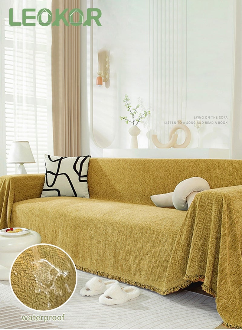 LEOKOR 3 Seat Oversized Chenille Durable Sofa Cover Soft Four Seasons Universal Sofa Cover All-Inclusive Sofa Cover Furniture Cover 180*300 CM - Image 1