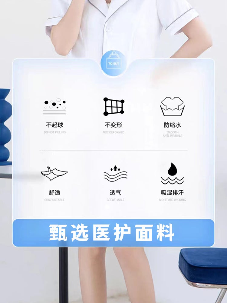 Skin Manager Classy Work Clothes Women'S Short-Sleeved Beauty Salon Clothes Tattoo Artist Mid-Sleeve White Coat Korean Style Summer - Image 3