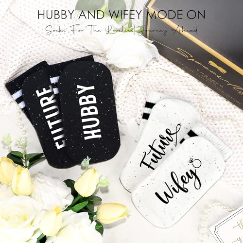 HELORAY Engagement Gifts for Couples Newly Engaged Gifts for Couple Happy Engagement Gift for Women Fiance Gift for Women Just Engaged Decorations Ideas with Mugs Socks Candle Card for Her Him Men Best Friend - Image 4