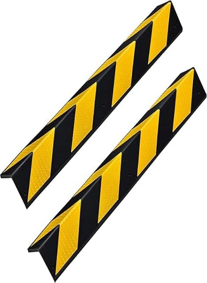 TheMujtaba Parking Corner Guard/Rubber Corner Guard/Speed Bumper Black/Yellow Color Diagonal Stripes for Visibility| 2 Piece - Image 2