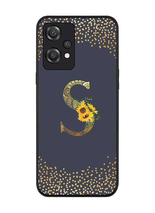 Stylizedd Rugged Black edge case for OnePlus Nord CE 2 Lite 5G Slim fit Soft Case Flexible Rubber Edges Anti Drop TPU Gel Thin Cover - Custom Monogram Initial Letter Floral Pattern Alphabet - S (Grey )  - Image 1