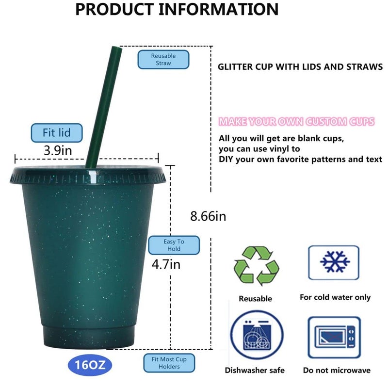 Suertestarry Tumbler with Straw and Lid Water Bottle Iced Coffee Travel Mug Cup Reusable Plastic Cups Perfect for Parties Birthdays 16oz-5 Pack - Image 3