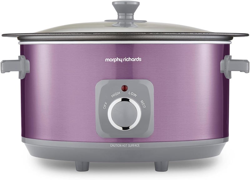 Morphy Richards Accents 461024 6.5L Slow Cooker, Non-Stick Shatter Resistant Aluminum Cooker, Single Pot Cooker, 3 Heat Settings, Burner Proof, Glass Lid - Image 1