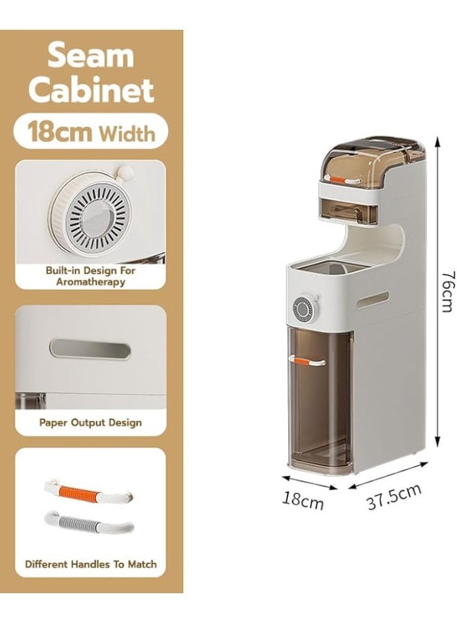 Drawer Style Crevice Cabinet, Household Kitchen Storage Rack, Bathroom with Light, Multifunctional Narrow Seam Dust-Proof Storage Cabinet 5-Tier - Image 2