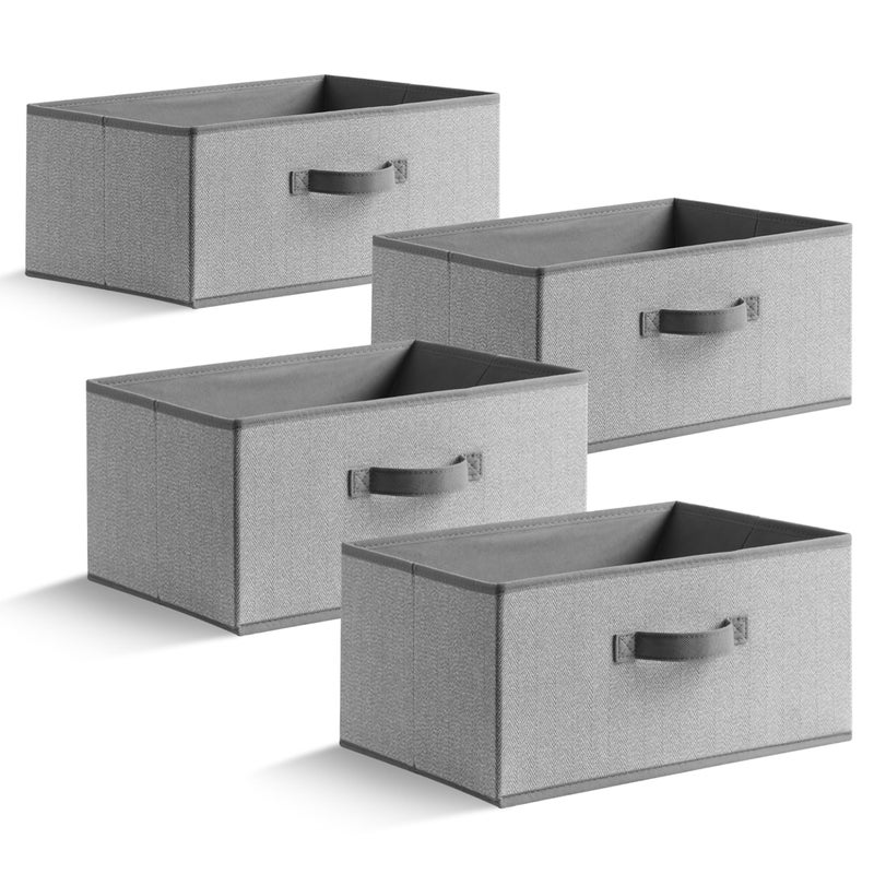 EITMOW 157 Inch Storage Baskets Woven Fabric Bins Storage Cubes with Reinforced Handles Organizer Bins for Closet Shelves Foldable for Clothes Gray 4PCS1571178inch - Image 2