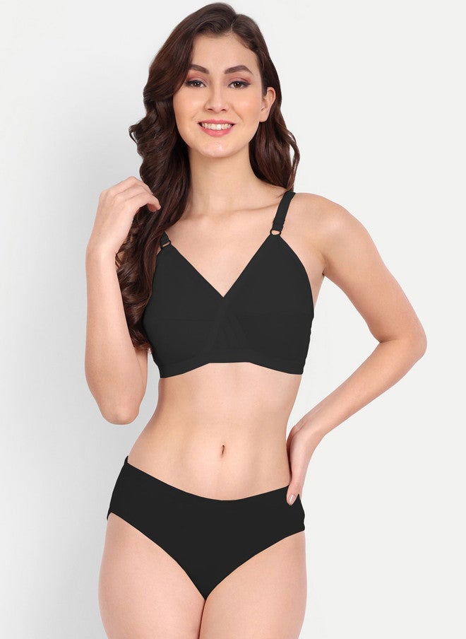 FIMS Non-Padded Non-Wired Cross Elastic Mid-Rise Lingerie Set - Image 1