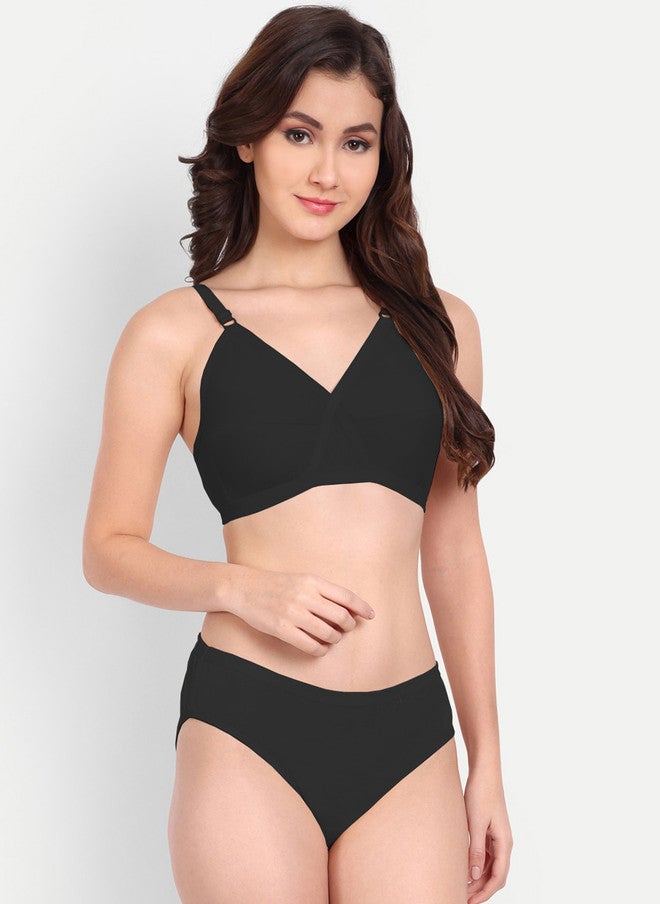 FIMS Non-Padded Non-Wired Cross Elastic Mid-Rise Lingerie Set - Image 2