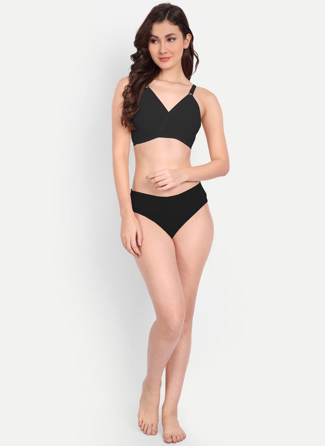 FIMS Non-Padded Non-Wired Cross Elastic Mid-Rise Lingerie Set - Image 4