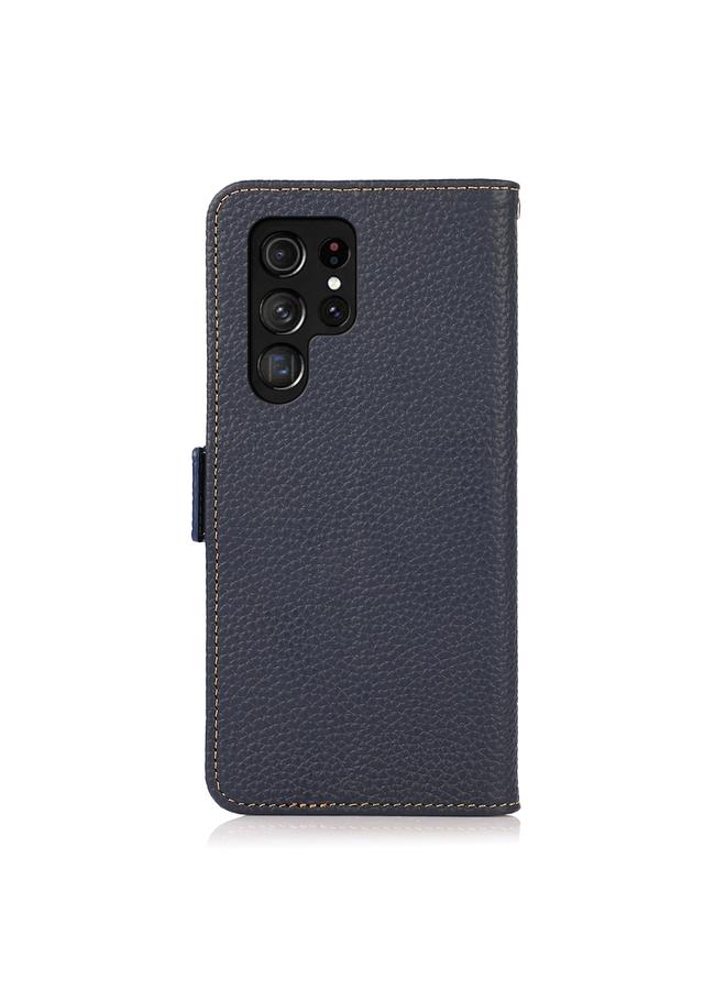 اس-توب حافظة لهاتف سامسونج جالاكسي S24 ألترا من KHAZNEH، مصنوعة من جلد الليتشي الأصلي مع خاصية تحديد الهوية بموجات الراديو، بمغناطيس جانبي - Image 3