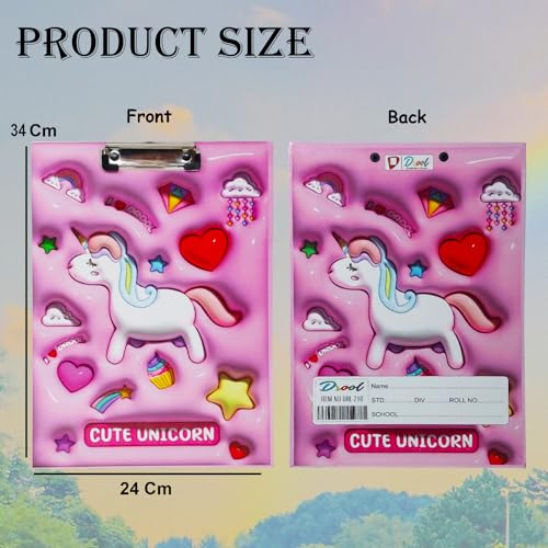 PARTEET Unicorn Exam Pad for Kids Wooden Cardboard, Clipboard Bubble,Cardholder for Students, Kids, Teachers A4 Letter Size Writing Examination Pad/Exam Pad/Writing Pad Return Gift for Kids(Pink) - Image 3