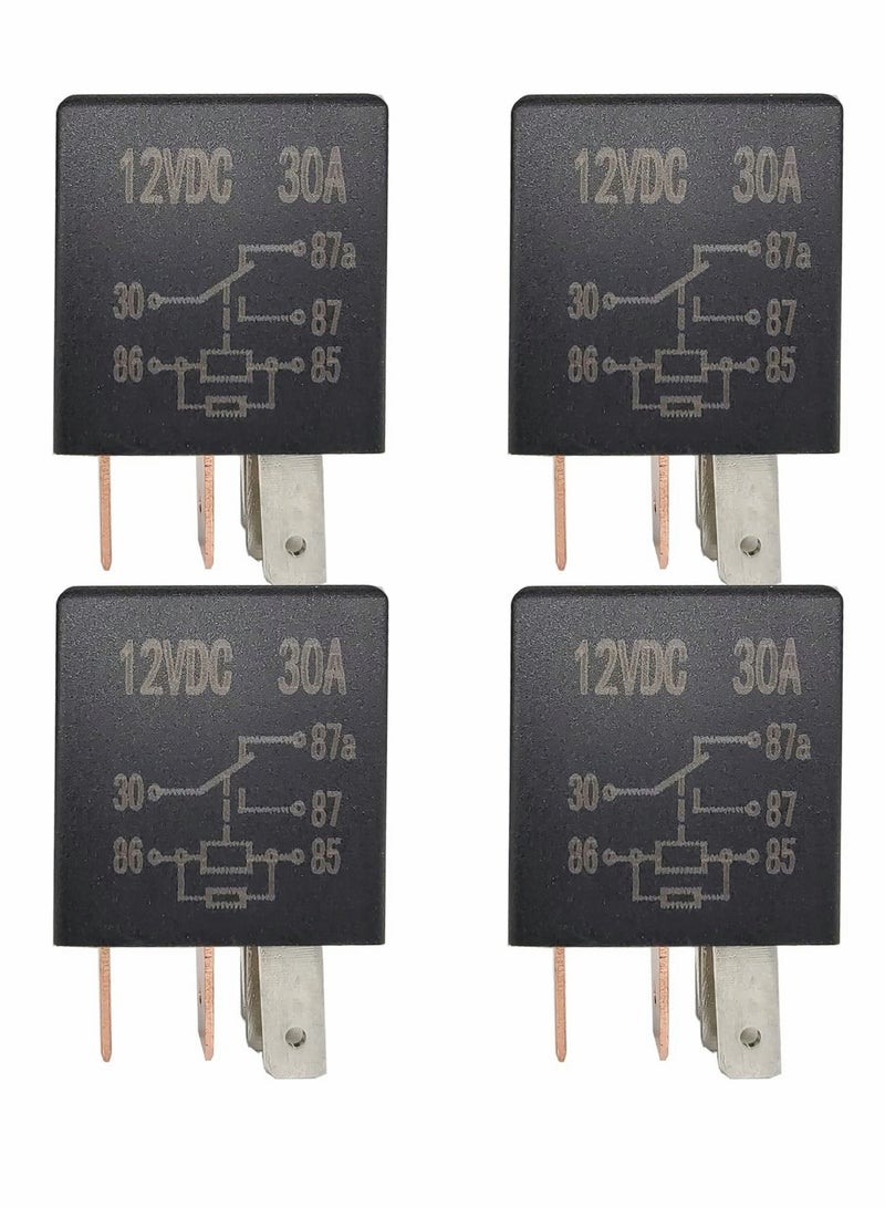 Excefore 5 Pin 12V Relay 12V 30A Relay Multi Purpose Automotive Relay Black Starter Relay Car Heavy Duty Relay for Car Motor Automotive Replacement Accessories (4 PCS) - Image 1