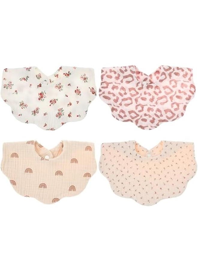 MIXDE Baby Bandana Dribble Bibs,4 Pack Cotton Wave Muslin Baby Bibs with 2 Adjustable Snap, Soft and Absorbent Baby Drool Bibs for Newborns, Toddlers, Boys and Girls Teething, Drooling  - Image 1