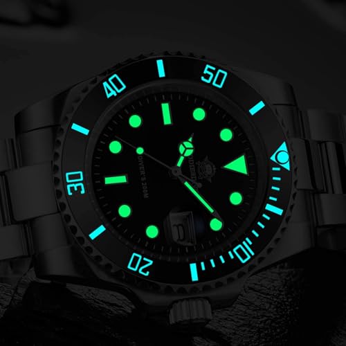 ADDIESDIVE Quartz Steel Watch for Men Diver 200 M Black Dial Green Bezel Luminous Unique Design - Image 3