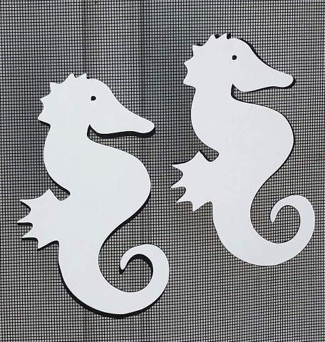 DCentral Two Seahorses Flexible Vinyl Screen Magnets DoubleSided WhiteEasier to See Helps Stop Walking into Screens Covers Small Tears Decorative FOR NONRETRACTABLES Size L 35 x W 55Ea