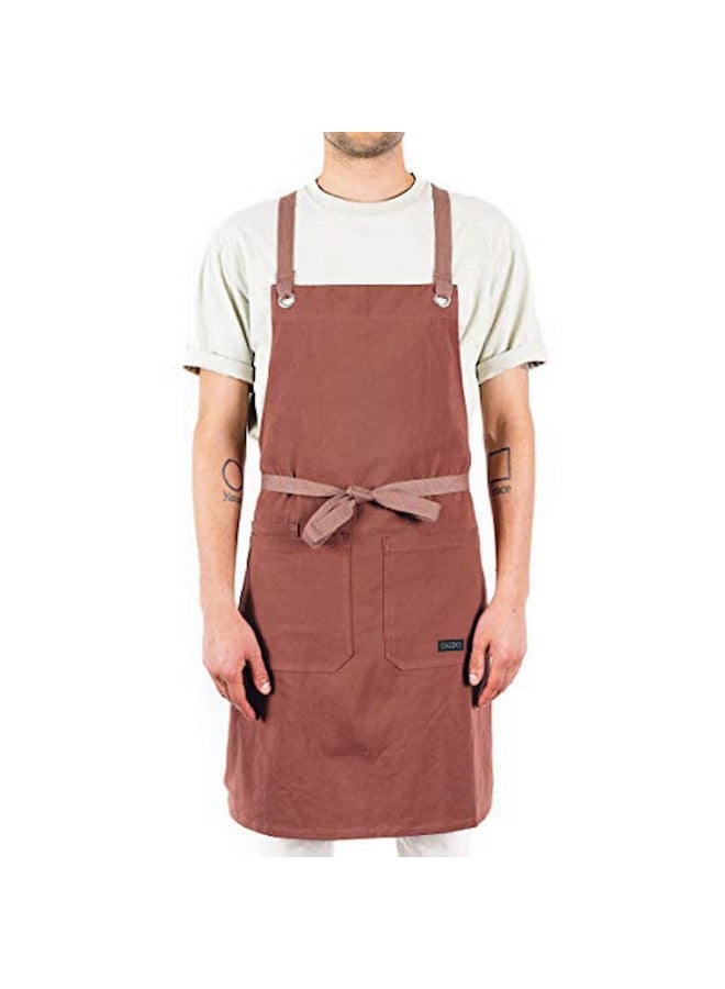 Caldo Caldo Crossback Kitchen Apron for Cooking - Mens and Womens Professional Chef or Server Bib Apron - Adjustable Crossback Style - Rustic- Midweight Cotton (Terracotta)  - Image 4