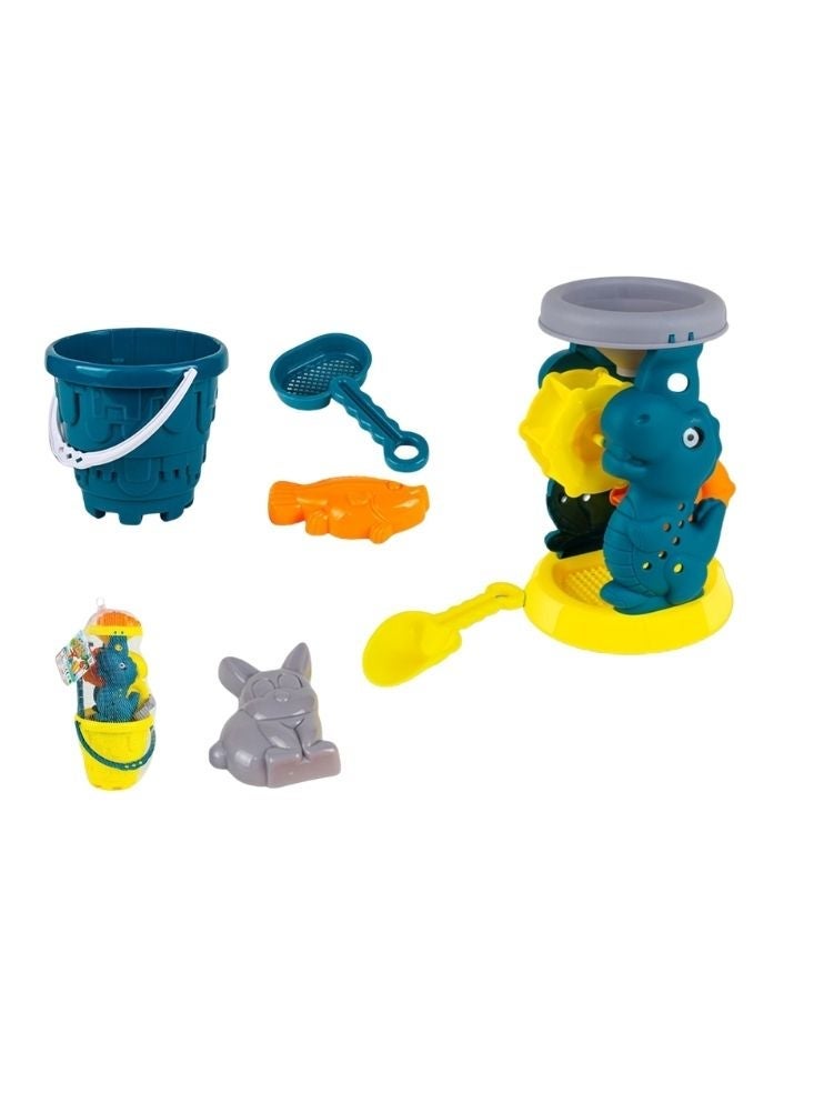 Beach sand play set with 6 pieces, buckets, shovels, sand sifters, rakes, sand molds, made of plastic - Image 4