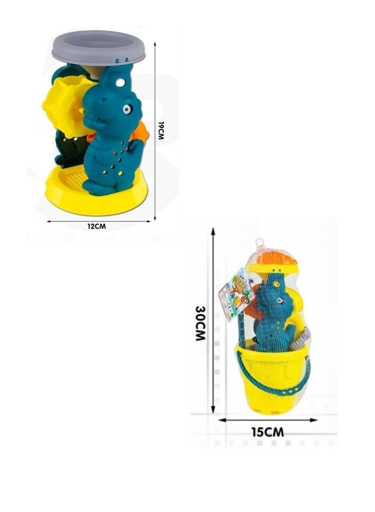 Beach sand play set with 6 pieces, buckets, shovels, sand sifters, rakes, sand molds, made of plastic - Image 5