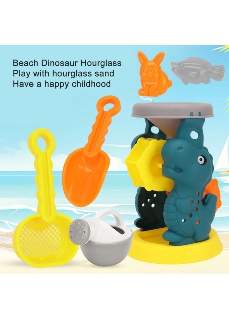 Beach sand play set with 6 pieces, buckets, shovels, sand sifters, rakes, sand molds, made of plastic - Image 3