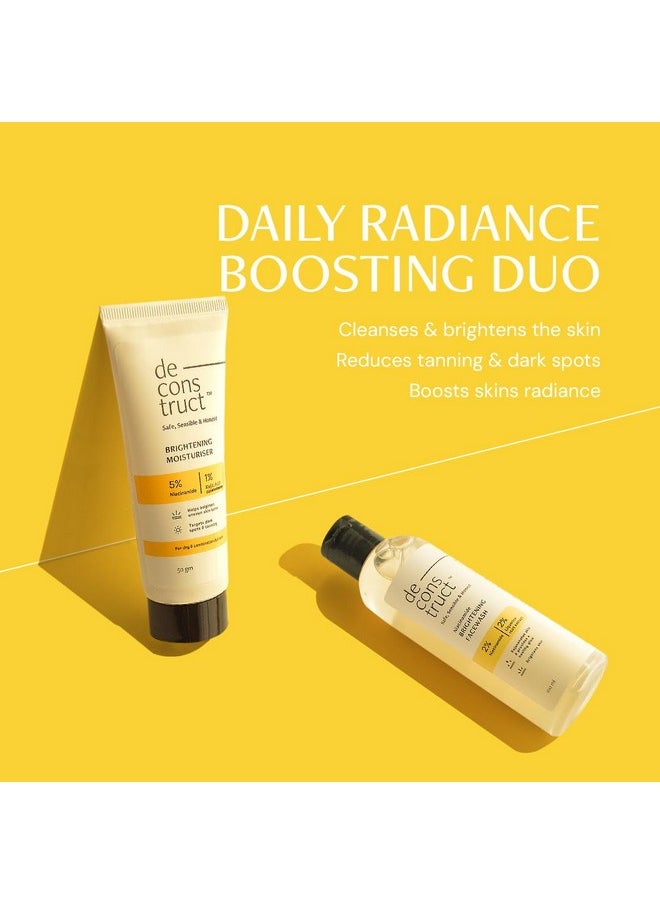 ديكونستركت - Deconstruct Daily Radiance Boosting Duo - Brightening Face Wash (100ml) + Brightening Face Moisturiser (50 g) | لبشرة متوهجة ومشرقة | ثنائي مضاد للتصبغ | عبوة من قطعتين - Image 1