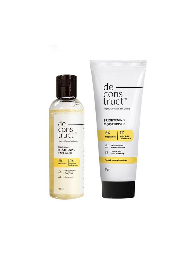 ديكونستركت - Deconstruct Daily Radiance Boosting Duo - Brightening Face Wash (100ml) + Brightening Face Moisturiser (50 g) | لبشرة متوهجة ومشرقة | ثنائي مضاد للتصبغ | عبوة من قطعتين - Image 1
