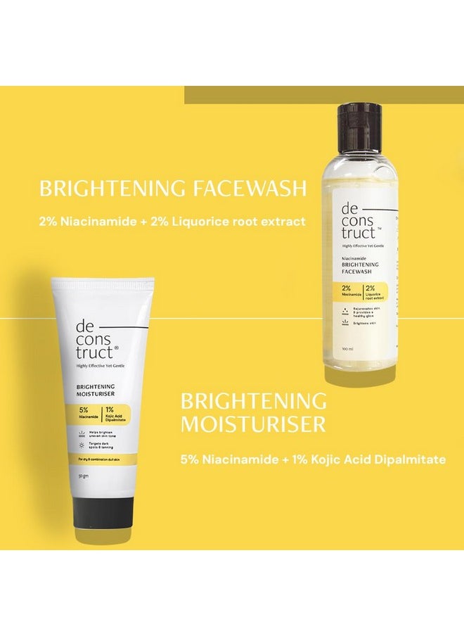 ديكونستركت - Deconstruct Daily Radiance Boosting Duo - Brightening Face Wash (100ml) + Brightening Face Moisturiser (50 g) | لبشرة متوهجة ومشرقة | ثنائي مضاد للتصبغ | عبوة من قطعتين - Image 1