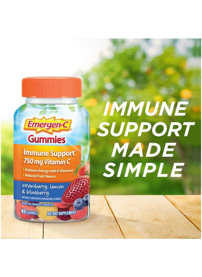 Emergen-C 750mg Vitamin C Gummies for Adults, Immune Support Gummies, Gluten Free, Strawberry, Lemon and Blueberry Flavors - 45 Count  - Image 3