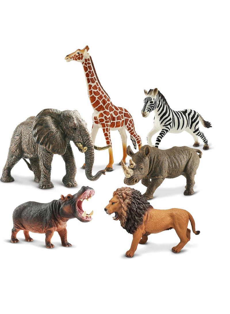 ZESTU Jumbo Safari Big Animal Toys Jungle Animal Toys Large Size Wild Animals Toys for kids Playset Realistic Plastic Animal Set Tiger Lion Black Bear Rhino Elephant Hippo Orangutan Zebra Giraffe Polar Bears Buffaloes Plastic Model - Image 1