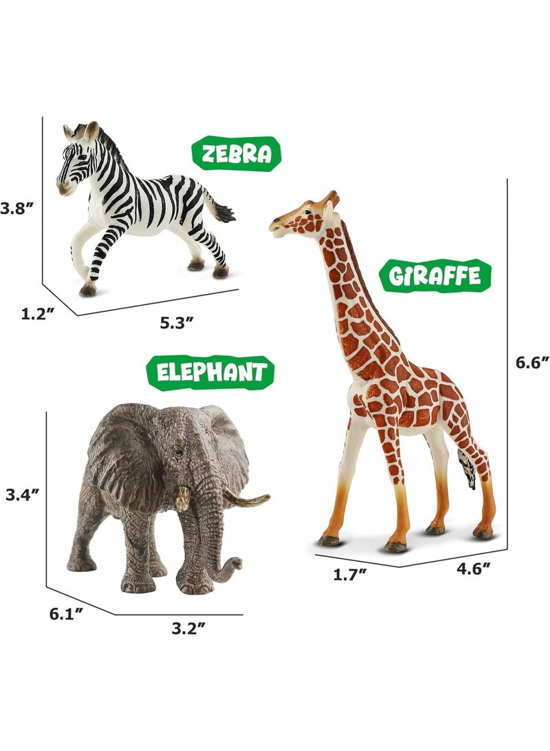 ZESTU Jumbo Safari Big Animal Toys Jungle Animal Toys Large Size Wild Animals Toys for kids Playset Realistic Plastic Animal Set Tiger Lion Black Bear Rhino Elephant Hippo Orangutan Zebra Giraffe Polar Bears Buffaloes Plastic Model - Image 5