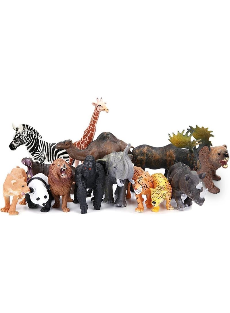 ZESTU Jumbo Safari Big Animal Toys Jungle Animal Toys Large Size Wild Animals Toys for kids Playset Realistic Plastic Animal Set Tiger Lion Black Bear Rhino Elephant Hippo Orangutan Zebra Giraffe Polar Bears Buffaloes Plastic Model - Image 3