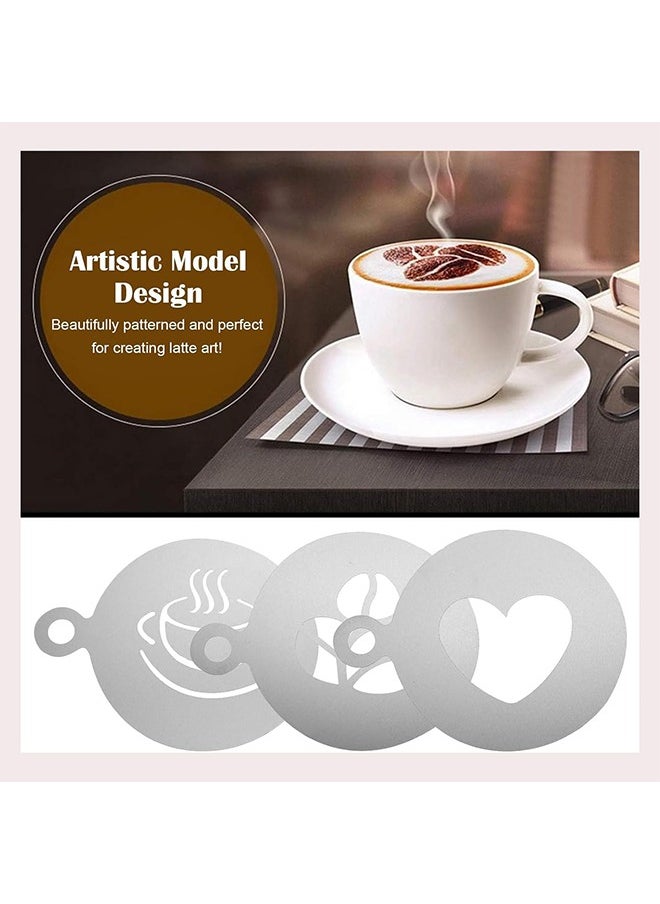 Generic - 3 Pcs Coffee Stencils,Stainless Steel Coffee Decorating Mold,Various Patterns Cake Stencil Milk Tea Printing Mold Foam Templates for Dessert DIY Barista Tool Coffee Shop and Home Use-Silver - Image 1