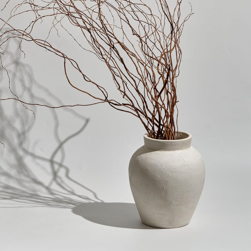 LB2 White Ceramic Large Vase, 11.2" Tall Zen Style Vase, Terra Cotta Pitcher, Distressed Farmhouse Decor, Pottery Decorative Flower for Home DÃ©cor - Image 5