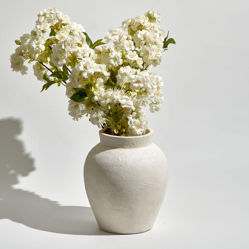 LB2 White Ceramic Large Vase, 11.2" Tall Zen Style Vase, Terra Cotta Pitcher, Distressed Farmhouse Decor, Pottery Decorative Flower for Home DÃ©cor - Image 4