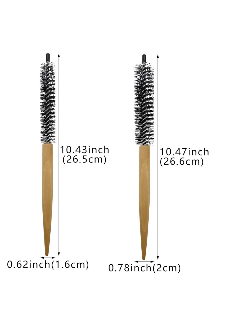 KASTWAVE Mini Round Hair Brush 4 Pics Hair Comb for Short Curly Hair for Men and Women Small Nylon Bristles Hair Brush Wooden Handle Hair Styling Beard Care Lightweight and Soft - Image 3