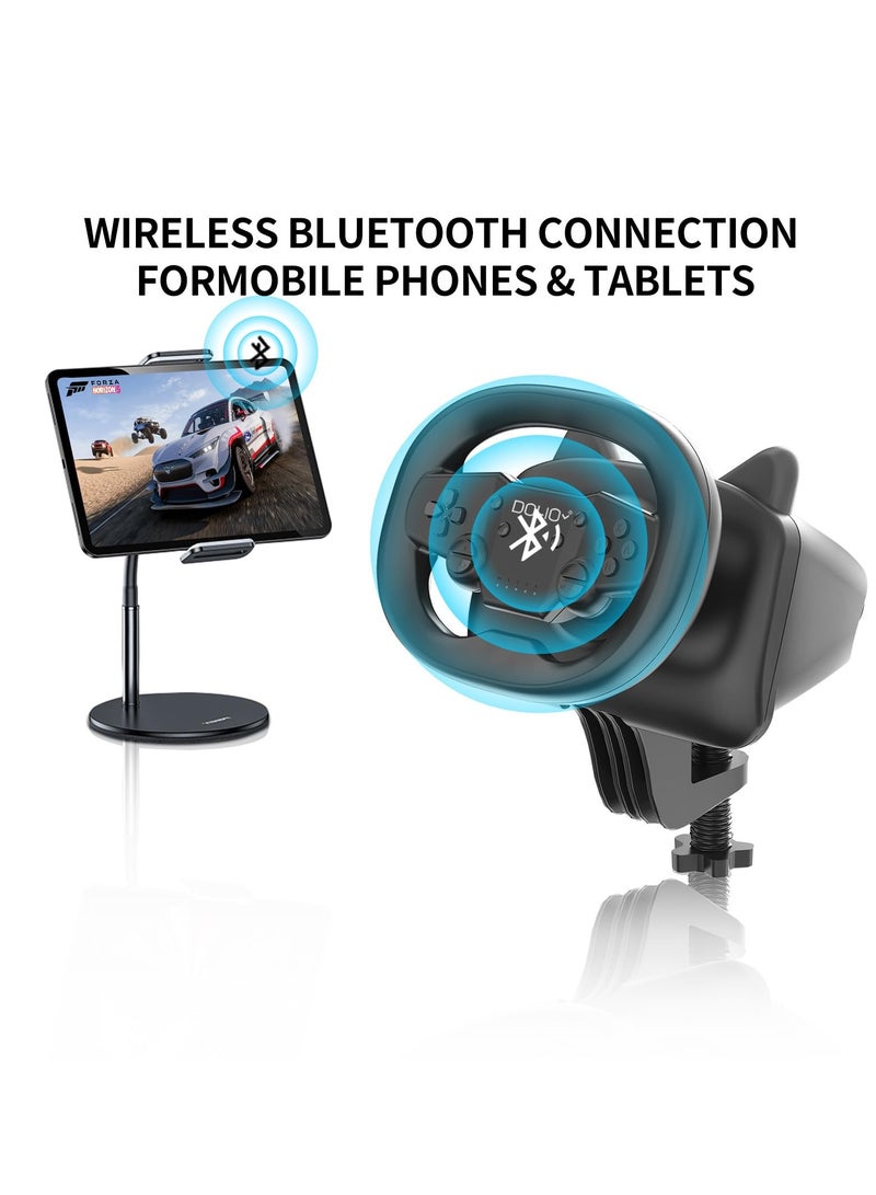 Bluetooth Racing Steering Wheel with Paddle Shifters, Wireless Wired Dual-Mode Steering Wheel for Nintendo Switch, PC, PS4, PS3, ios/Android Mobile Phones,Tablets Black - Image 4