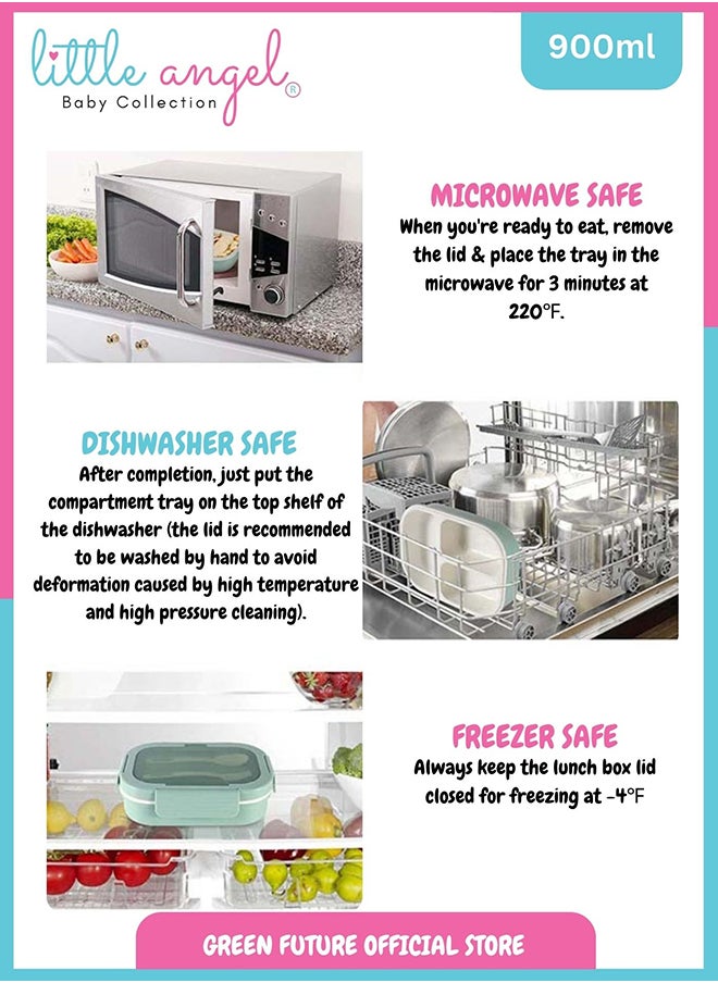 Little Angel Kids Lunch Box Set with Spoon & Fork – Leakproof Food Storage, BPA-Free, Perfect for School & Travel  - Image 3