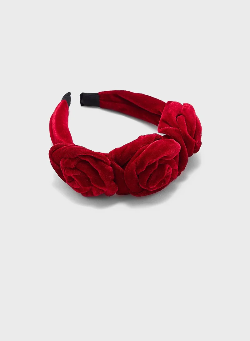 ELLA Rose Detail Velvet Headband