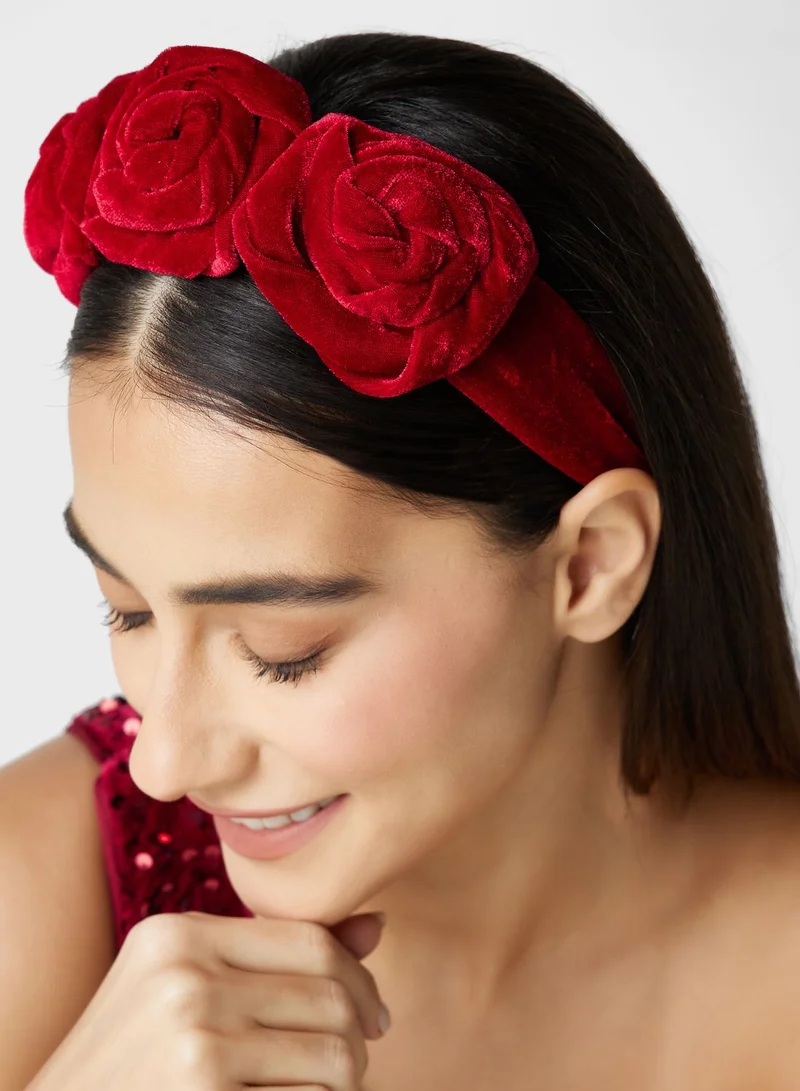 ELLA Rose Detail Velvet Headband