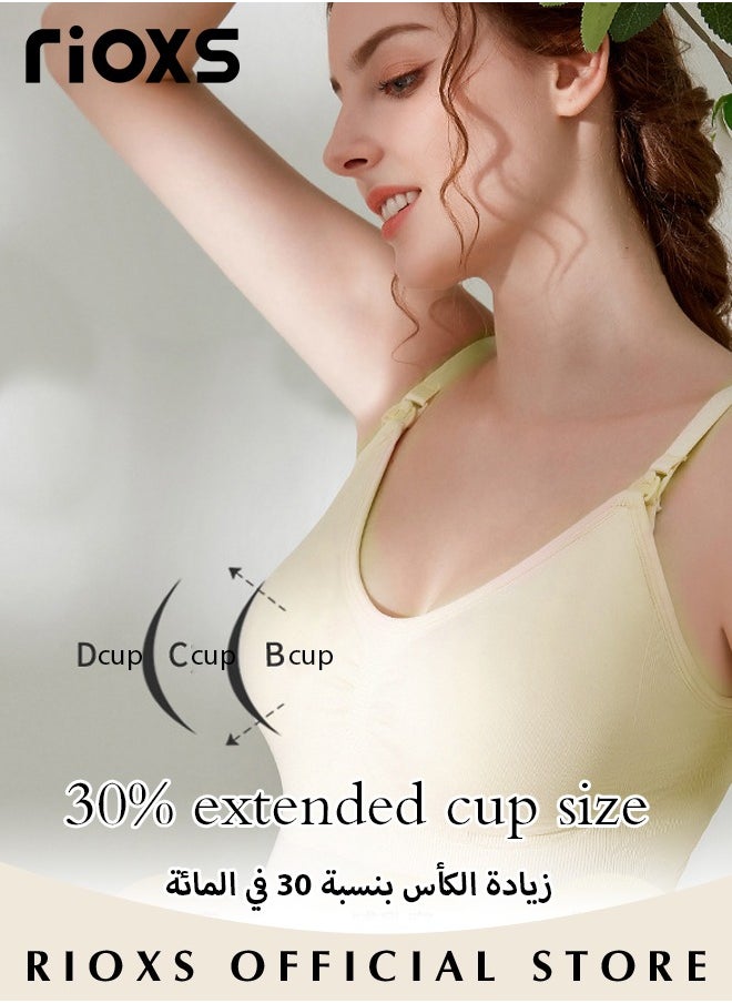 RIOXS - Nursing Tank Tops for Breastfeeding,Women's Nursing Vest,Pregnancy Slim Fit Vest Top For Mom,Elastic Fabric Breastfeeding Maternity Camisole,Ladies Free Nursing Vest Built-in Bra,Quick Clip-Down Access For Pumping/Nursing - Image 1