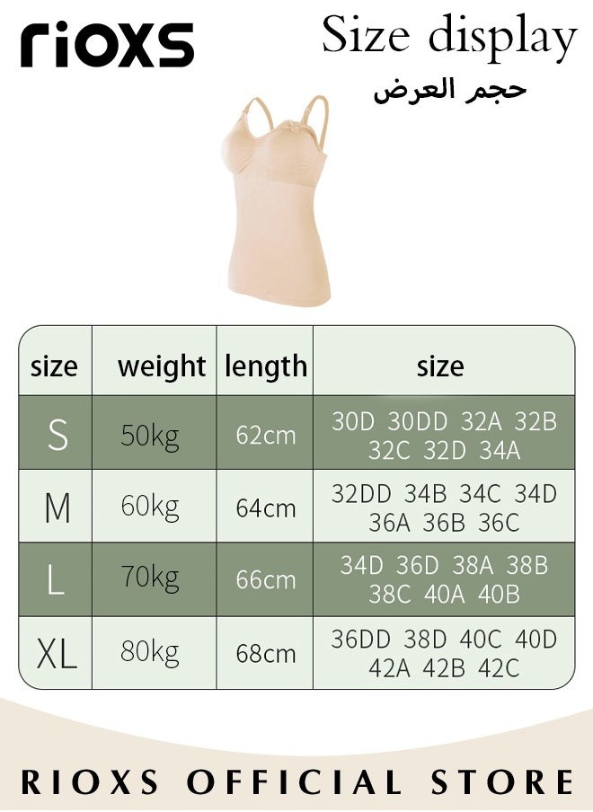 RIOXS - Nursing Tank Tops for Breastfeeding,Women's Nursing Vest,Pregnancy Slim Fit Vest Top For Mom,Elastic Fabric Breastfeeding Maternity Camisole,Ladies Free Nursing Vest Built-in Bra,Quick Clip-Down Access For Pumping/Nursing - Image 1