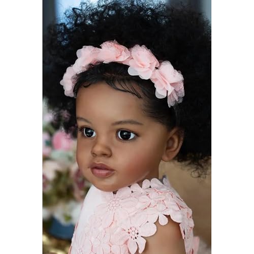 Zero Pam Black Reborn Baby Dolls Girl Pippa with Curl Hair 26 Inch African American Reborn Todder Dolls Soft Cloth Body Big Size Realistic Silicone Newborn Doll Dark Brown Skin Babies Doll for Kids - Image 5