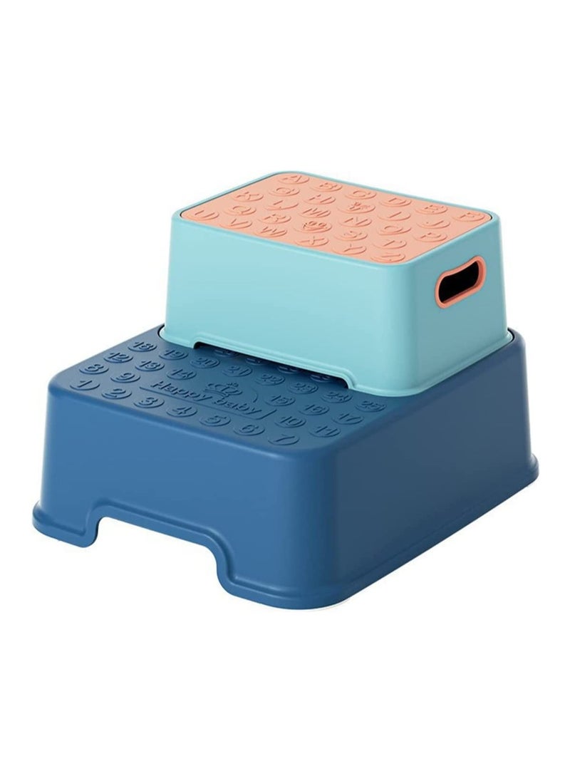 Arabest - Toddler Step Stool, 2 Step Stool with Anti-Slip Surface & Base, Kids Step Stool for Toddlers Potty Training, Kitchen, Living Room, Bedroom, Toy Room (Blue) - Image 1