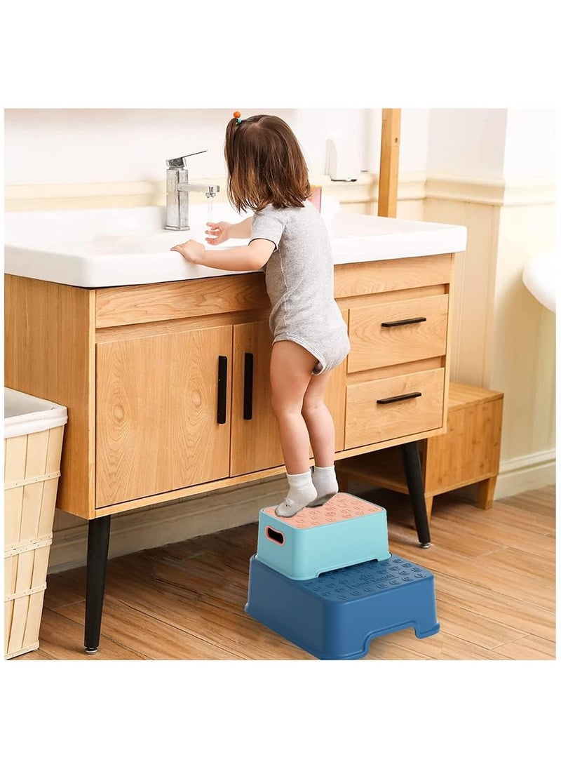 Arabest - Toddler Step Stool, 2 Step Stool with Anti-Slip Surface & Base, Kids Step Stool for Toddlers Potty Training, Kitchen, Living Room, Bedroom, Toy Room (Blue) - Image 1